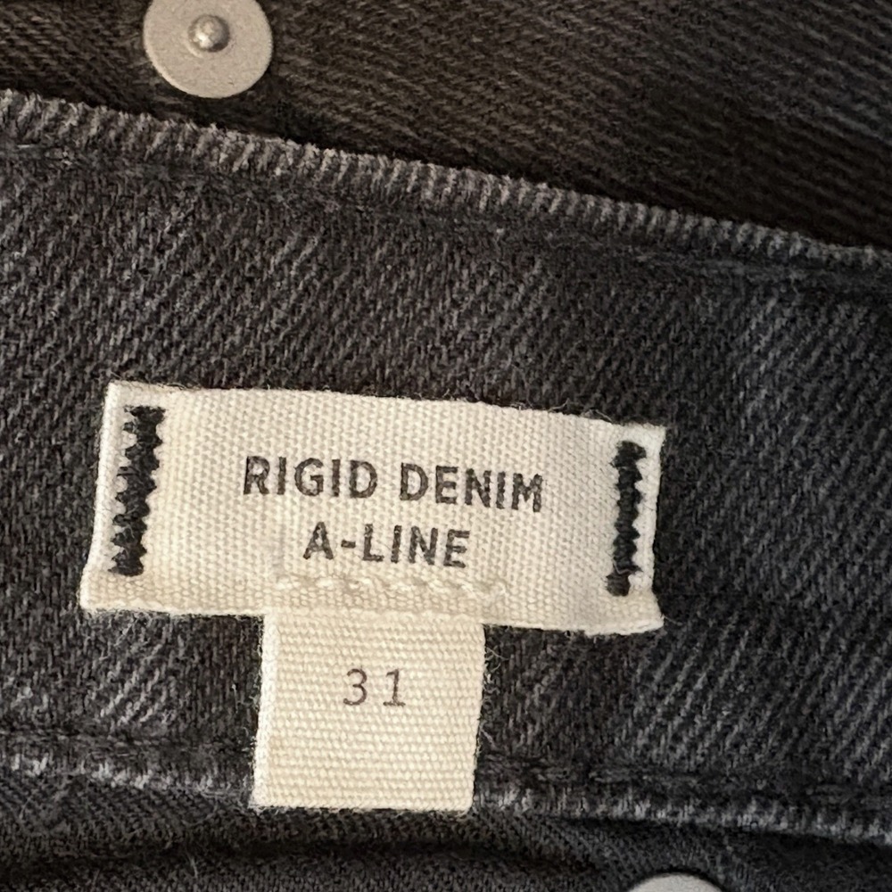 Madewell Womens Denim Skirt Black Size 31 Rigid A-Line Mini Raw Hem Grunge NWT - Picture 5 of 8